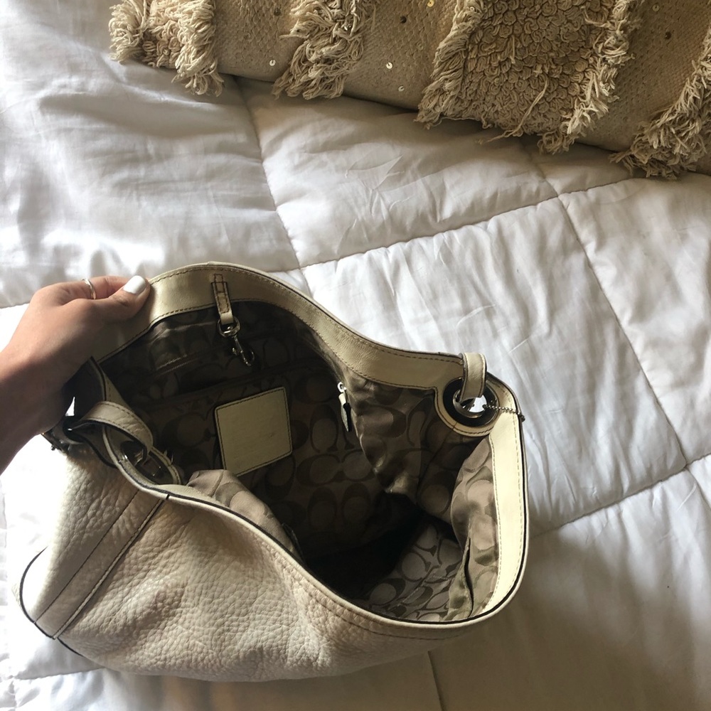 White Leather Eggwhite Coach Purse
